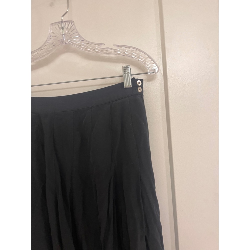 Vintage Pleated Black Midi Skirt Goth Cottagecore Twee Classic Preppy - Picture 2 of 6